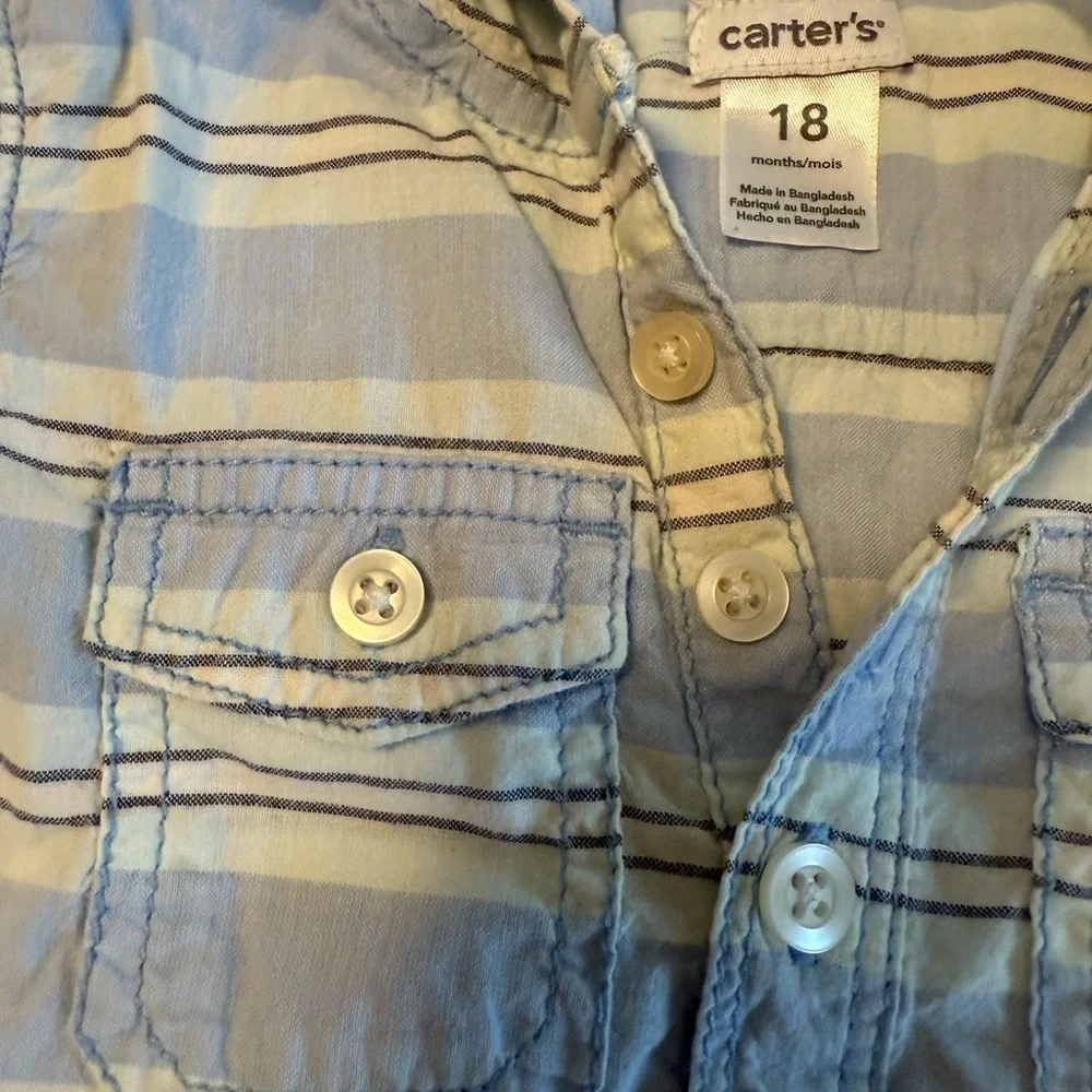 Carter's Light Blue Striped Hoodie Shirt